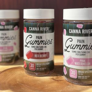 Canna River Pain Gummies, Pink watermelon and Red Berry