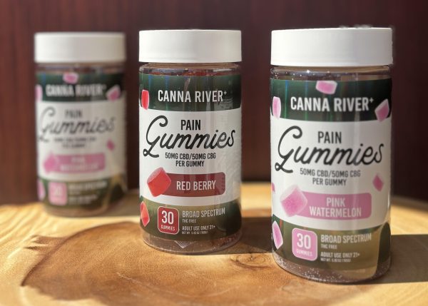 Canna River Pain Gummies, Pink watermelon and Red Berry