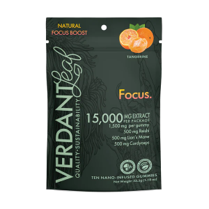 verdant leaf focus gummies, with a combination of Reishi, Lion's Mane, and Cordyceps mushroom